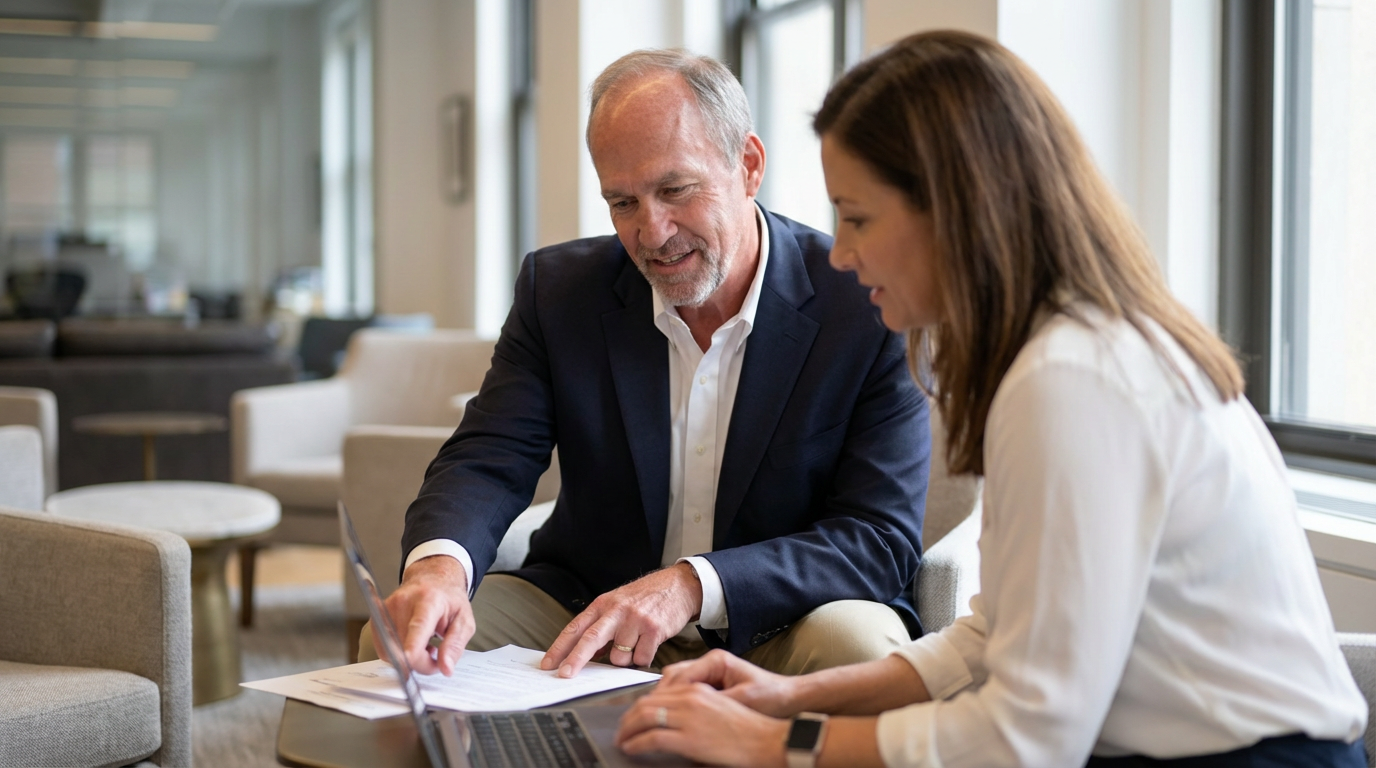 Steve Tucker consulting with a business owner
